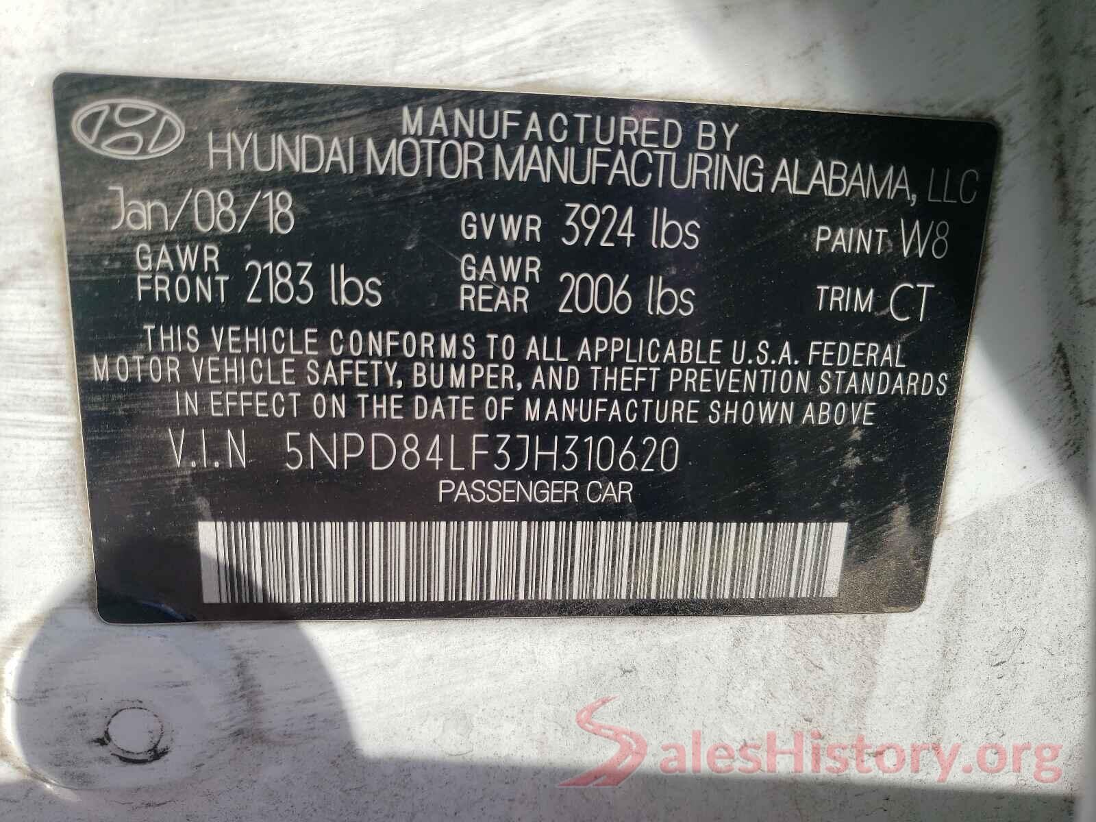 5NPD84LF3JH310620 2018 HYUNDAI ELANTRA