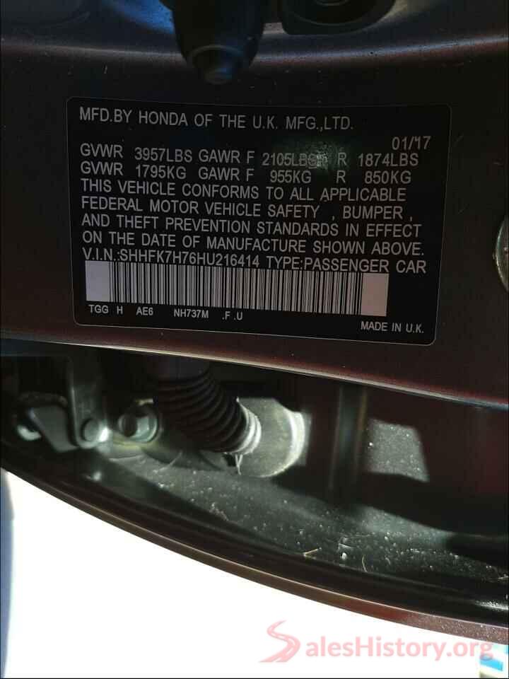 SHHFK7H76HU216414 2017 HONDA CIVIC