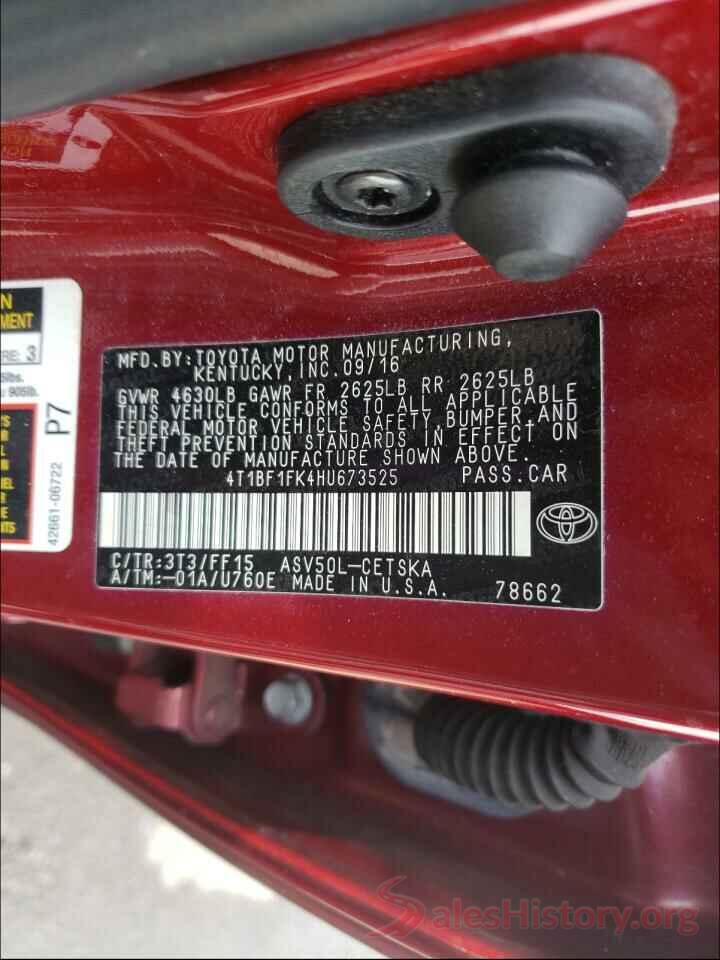 4T1BF1FK4HU673525 2017 TOYOTA CAMRY