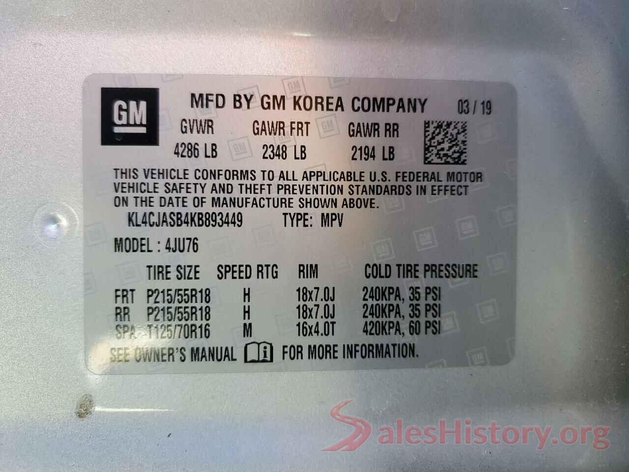 KL4CJASB4KB893449 2019 BUICK ENCORE