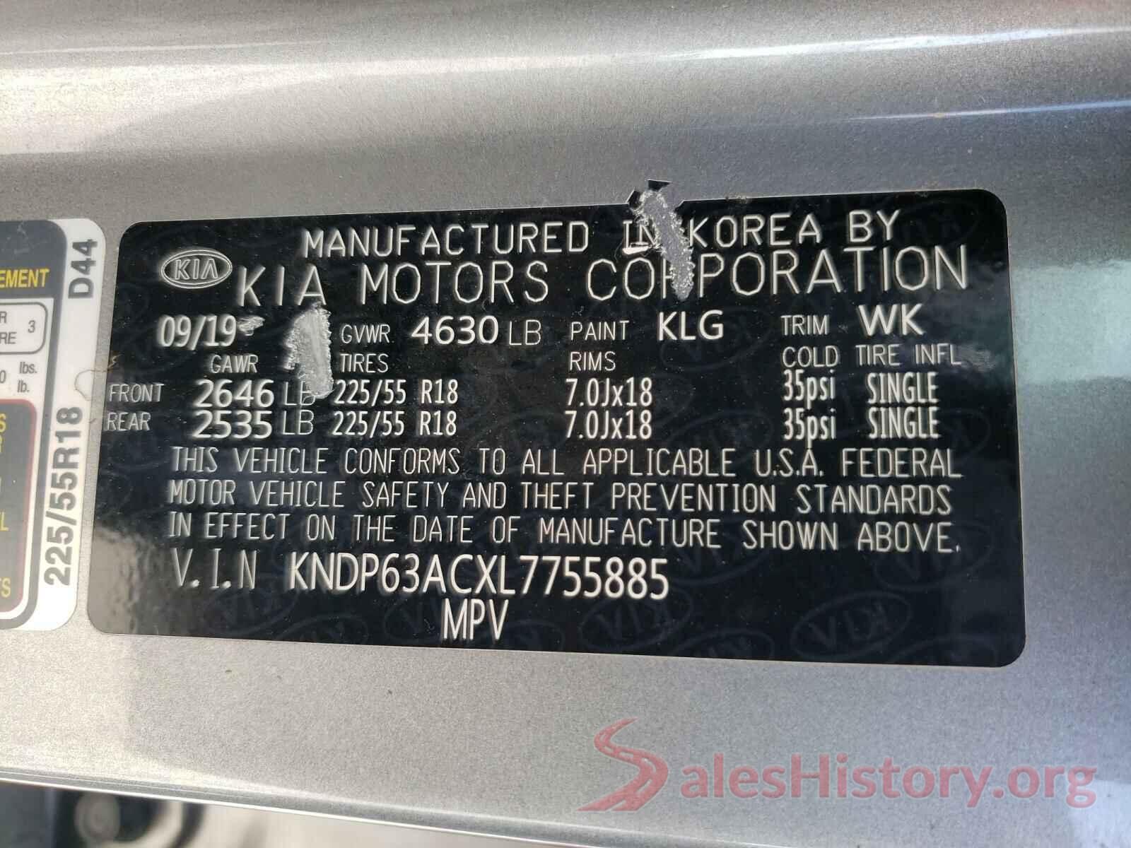 KNDP63ACXL7755885 2020 KIA SPORTAGE