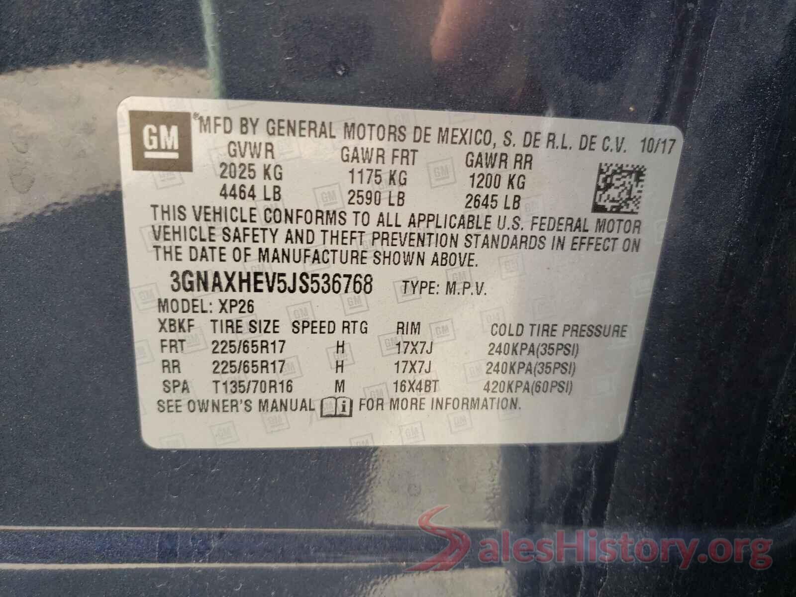 3GNAXHEV5JS536768 2018 CHEVROLET EQUINOX