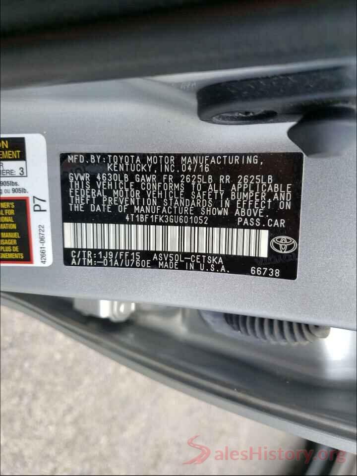 4T1BF1FK3GU601052 2016 TOYOTA CAMRY