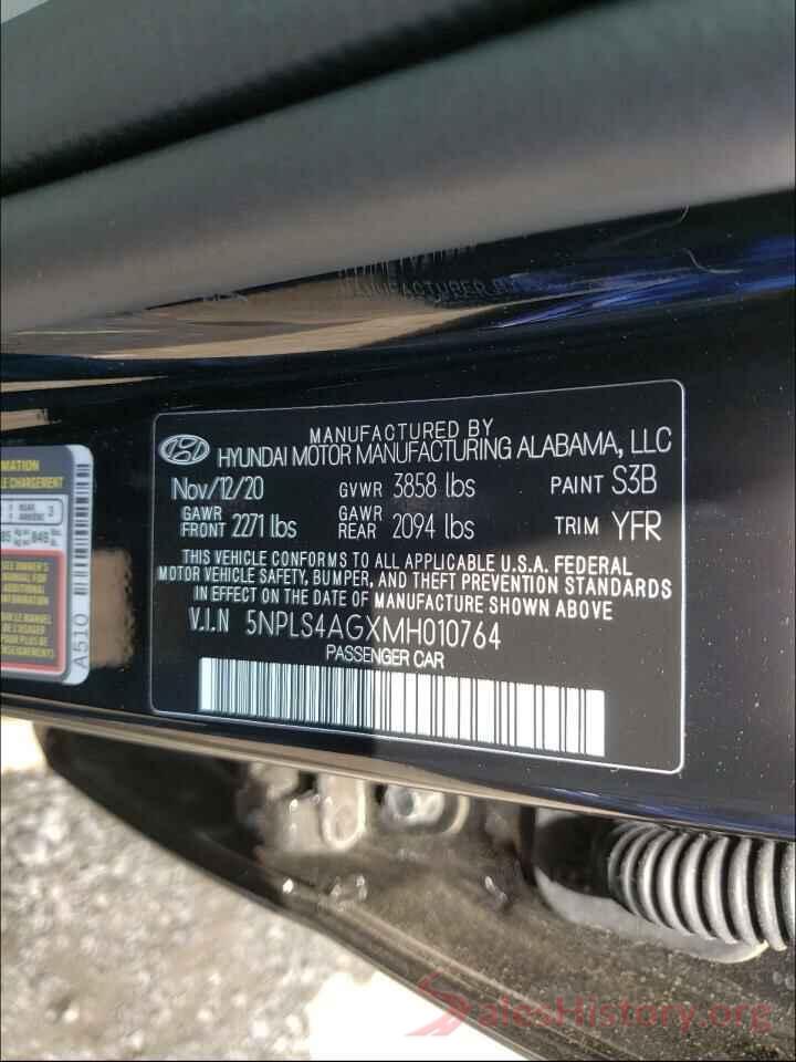 5NPLS4AGXMH010764 2021 HYUNDAI ELANTRA