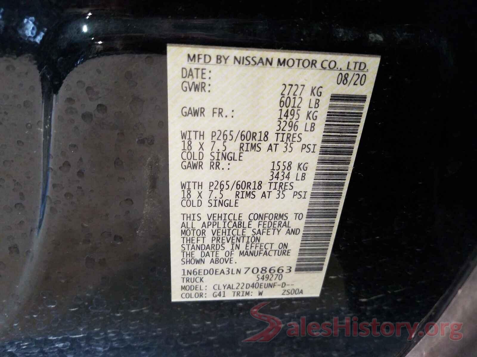 1N6ED0EA3LN708663 2020 NISSAN FRONTIER