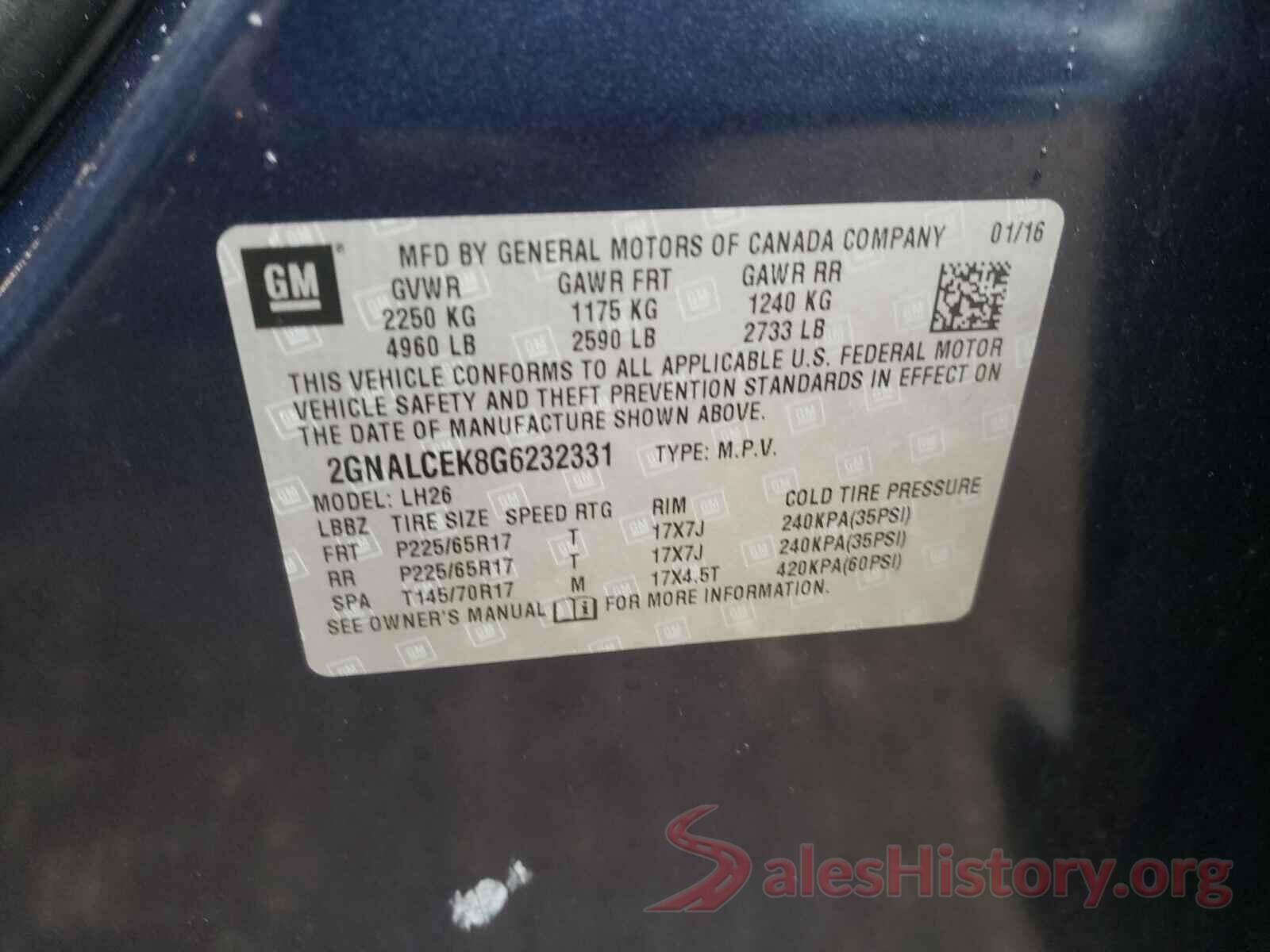 2GNALCEK8G6232331 2016 CHEVROLET EQUINOX