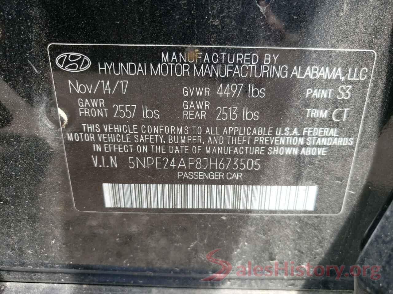 5NPE24AF8JH673505 2018 HYUNDAI SONATA