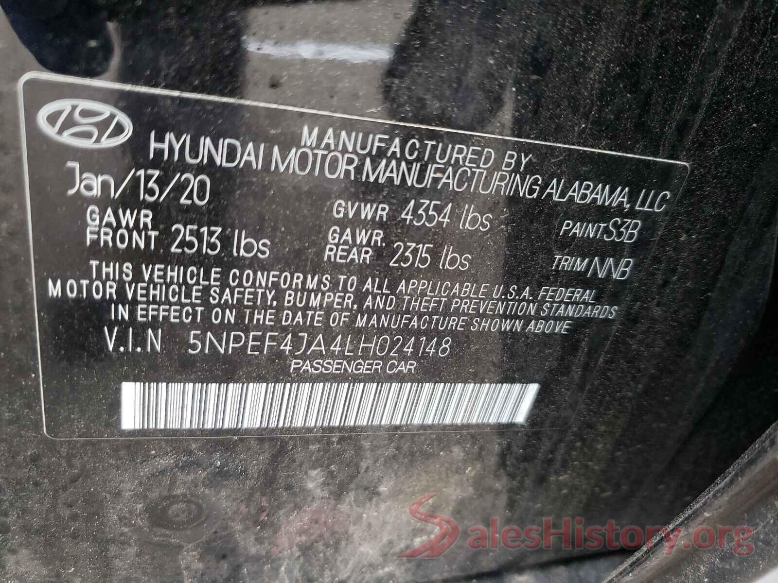 5NPEF4JA4LH024148 2020 HYUNDAI SONATA