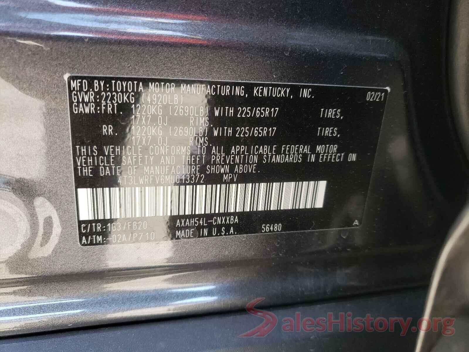 4T3LWRFV6MU013372 2021 TOYOTA RAV4