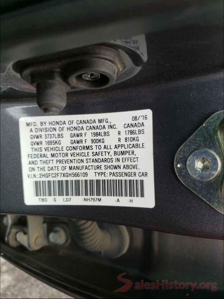 2HGFC2F7XGH566109 2016 HONDA CIVIC