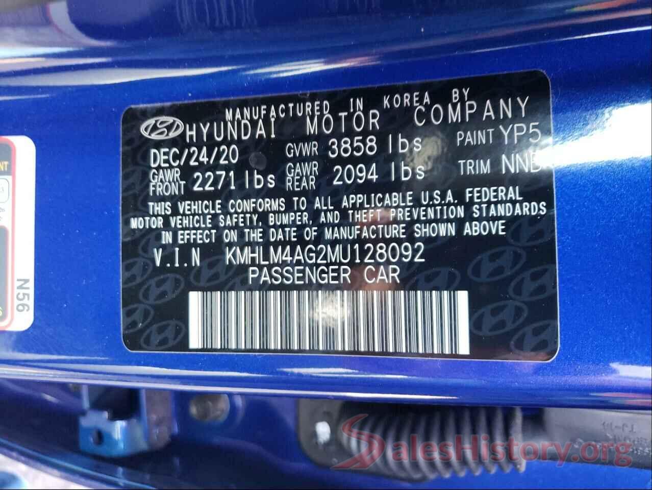 KMHLM4AG2MU128092 2021 HYUNDAI ELANTRA