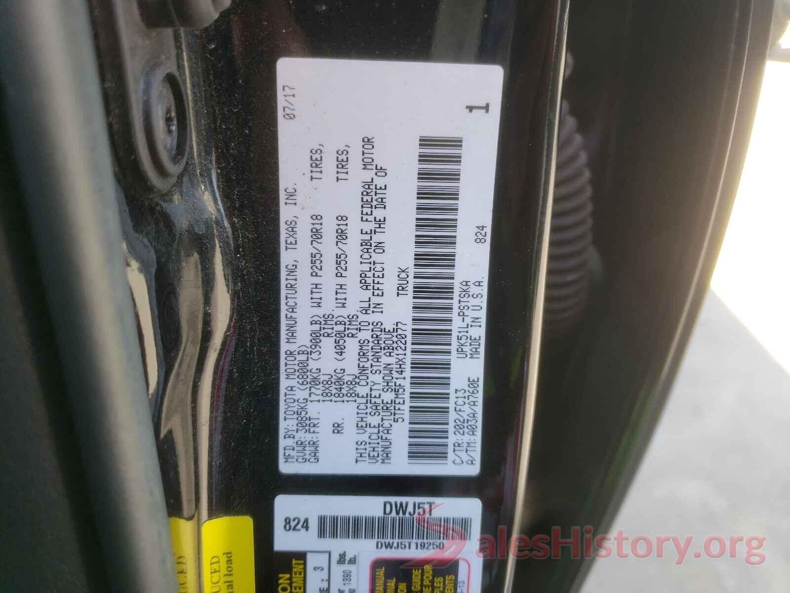 5TFEM5F14HX122077 2017 TOYOTA TUNDRA