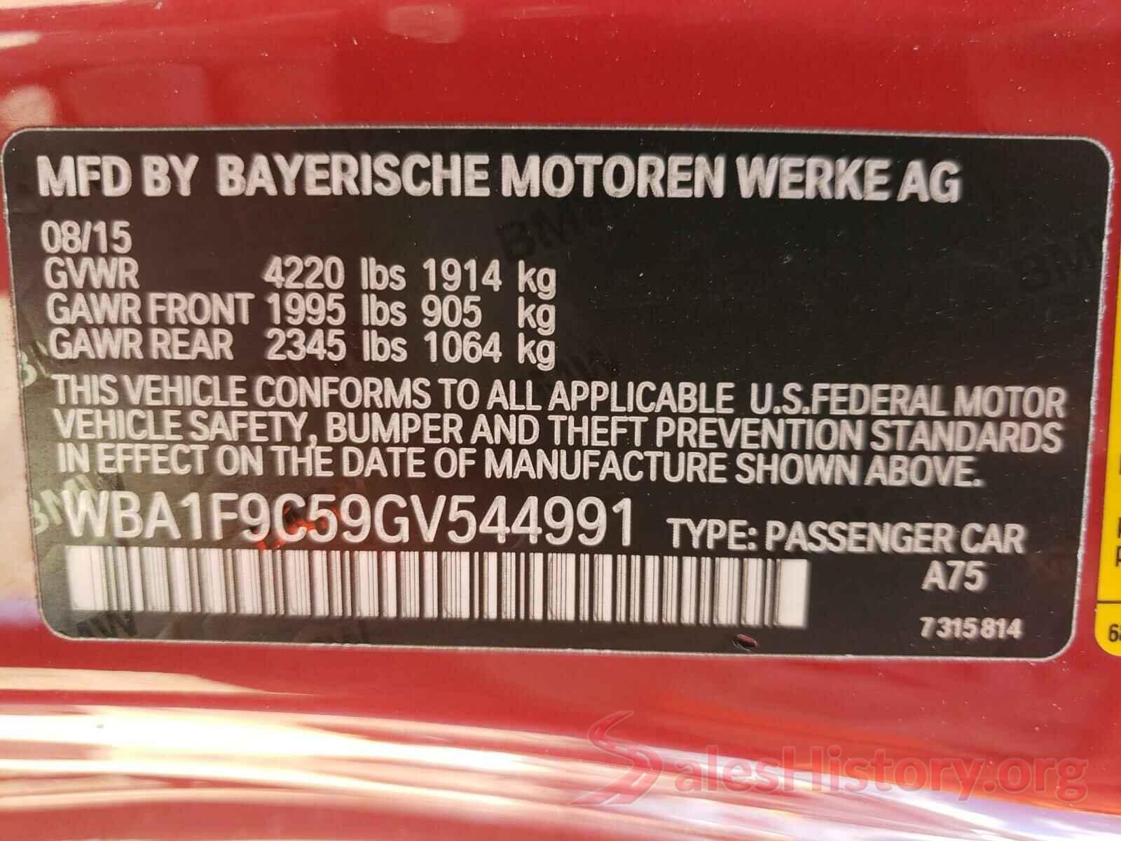 WBA1F9C59GV544991 2016 BMW 2 SERIES