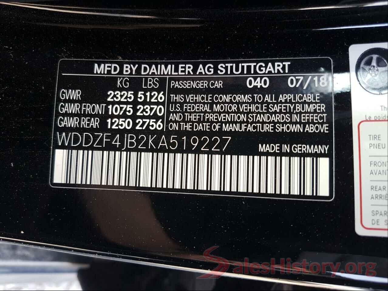 WDDZF4JB2KA519227 2019 MERCEDES-BENZ E-CLASS