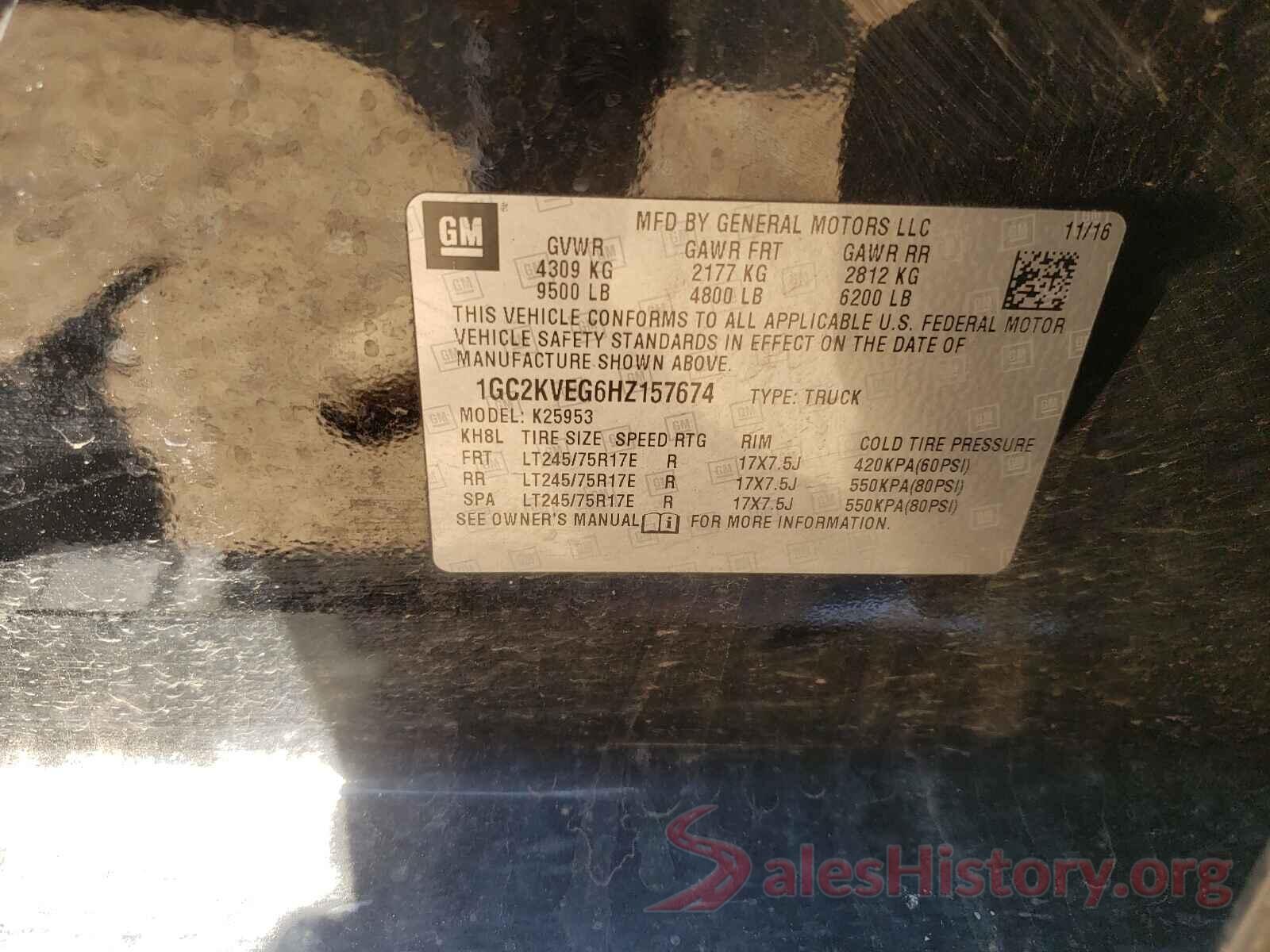 1GC2KVEG6HZ157674 2017 CHEVROLET SILVERADO