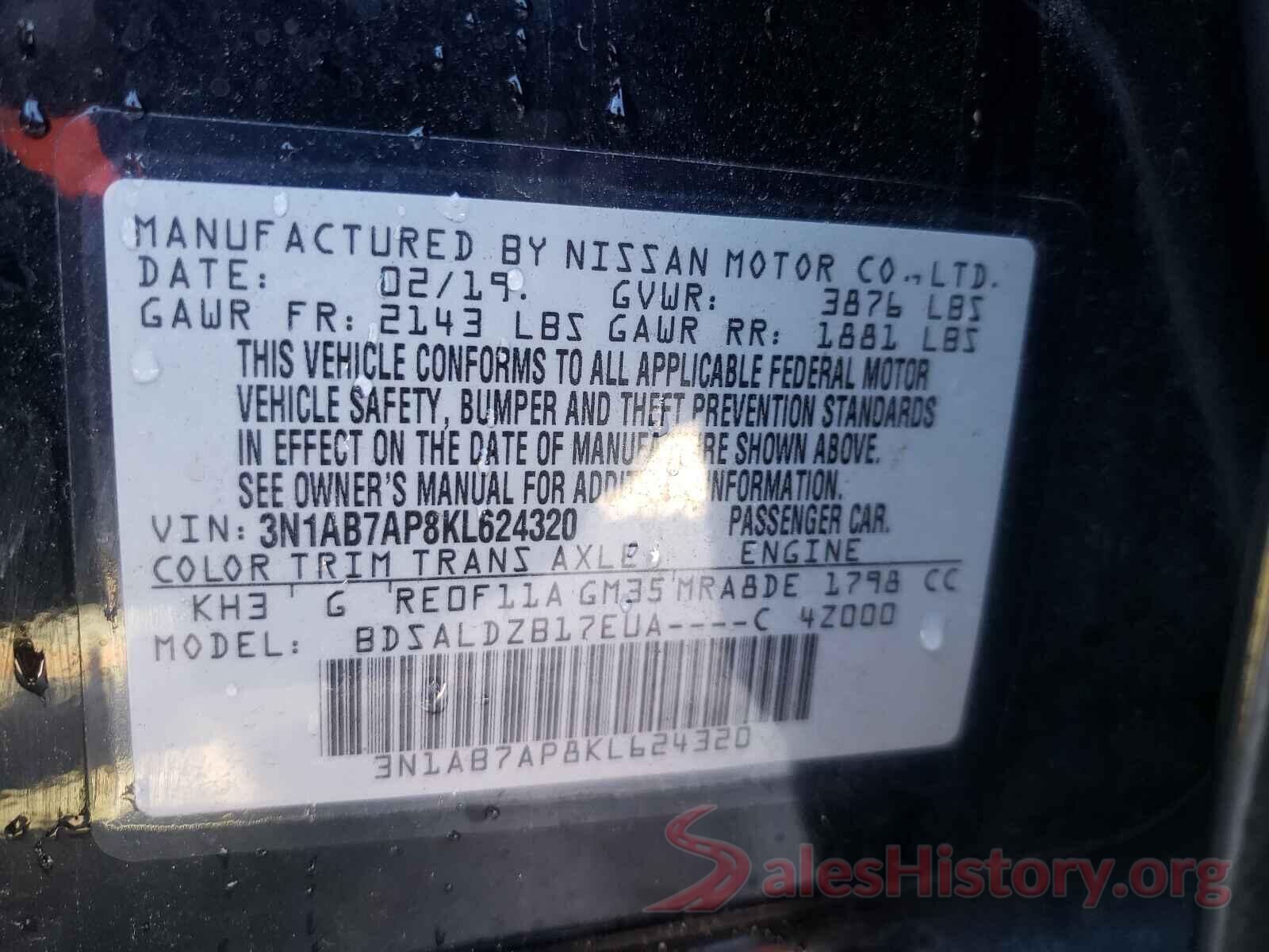 3N1AB7AP8KL624320 2019 NISSAN SENTRA