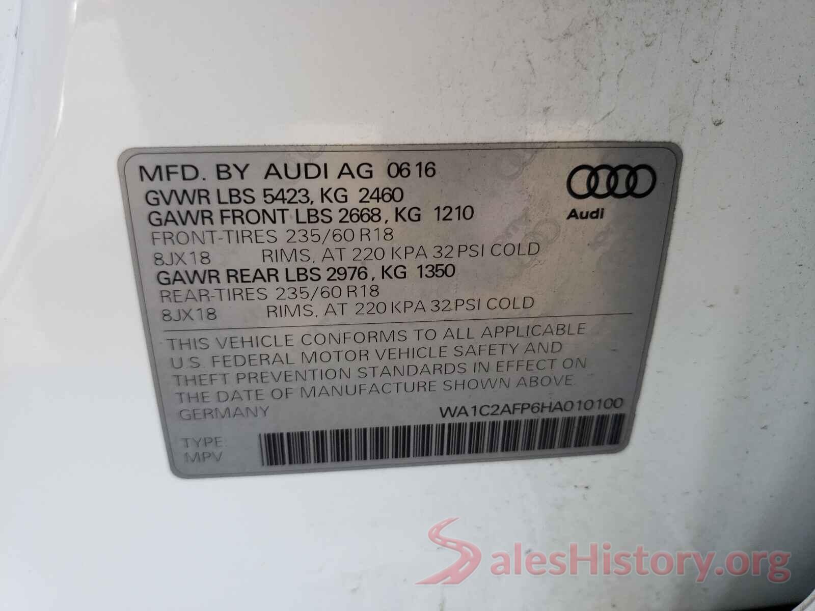 WA1C2AFP6HA010100 2017 AUDI Q5