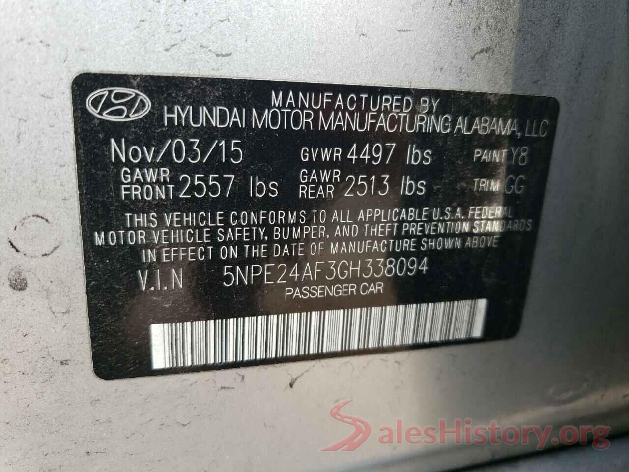 5NPE24AF3GH338094 2016 HYUNDAI SONATA