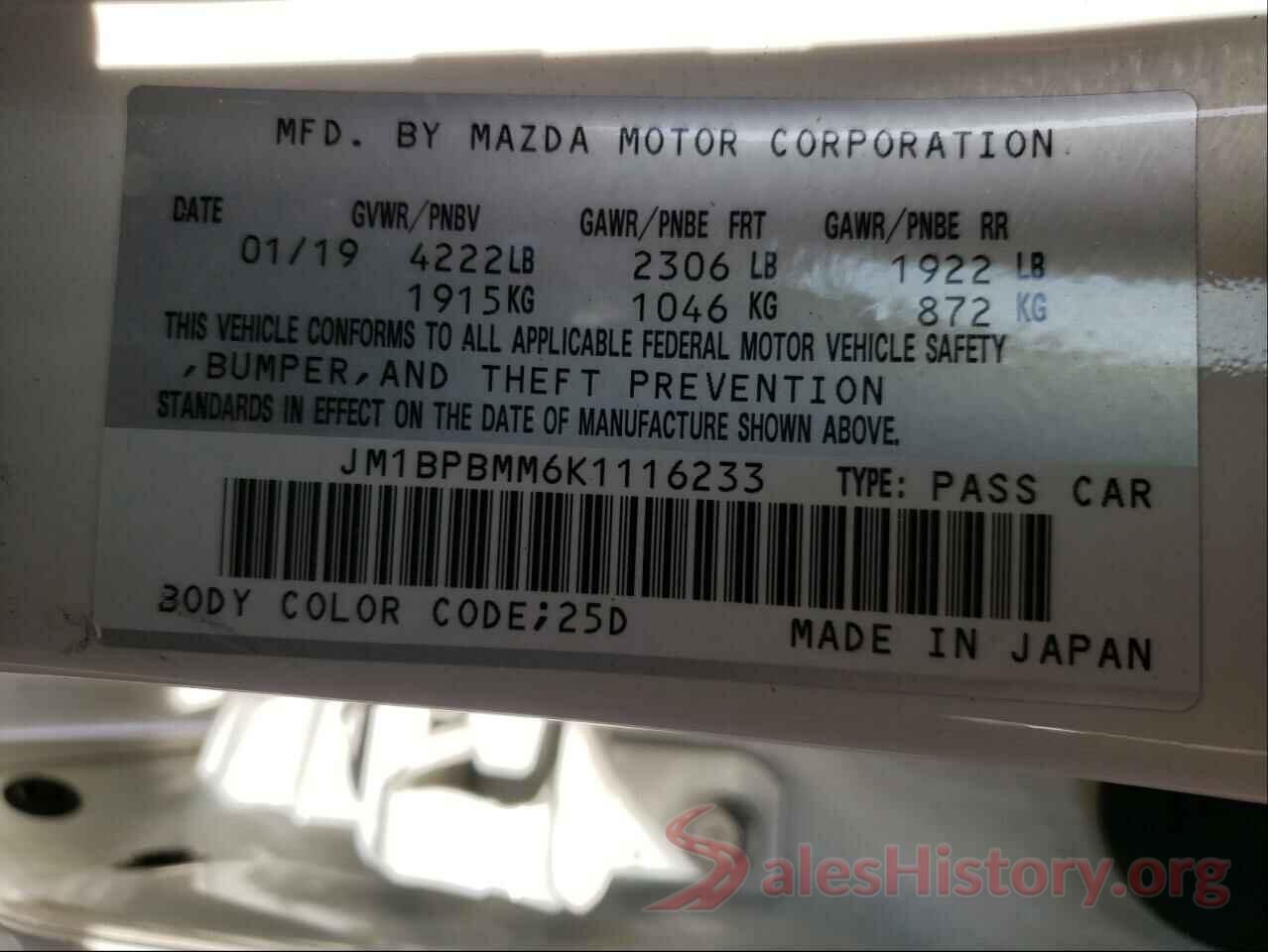 JM1BPBMM6K1116233 2019 MAZDA 3