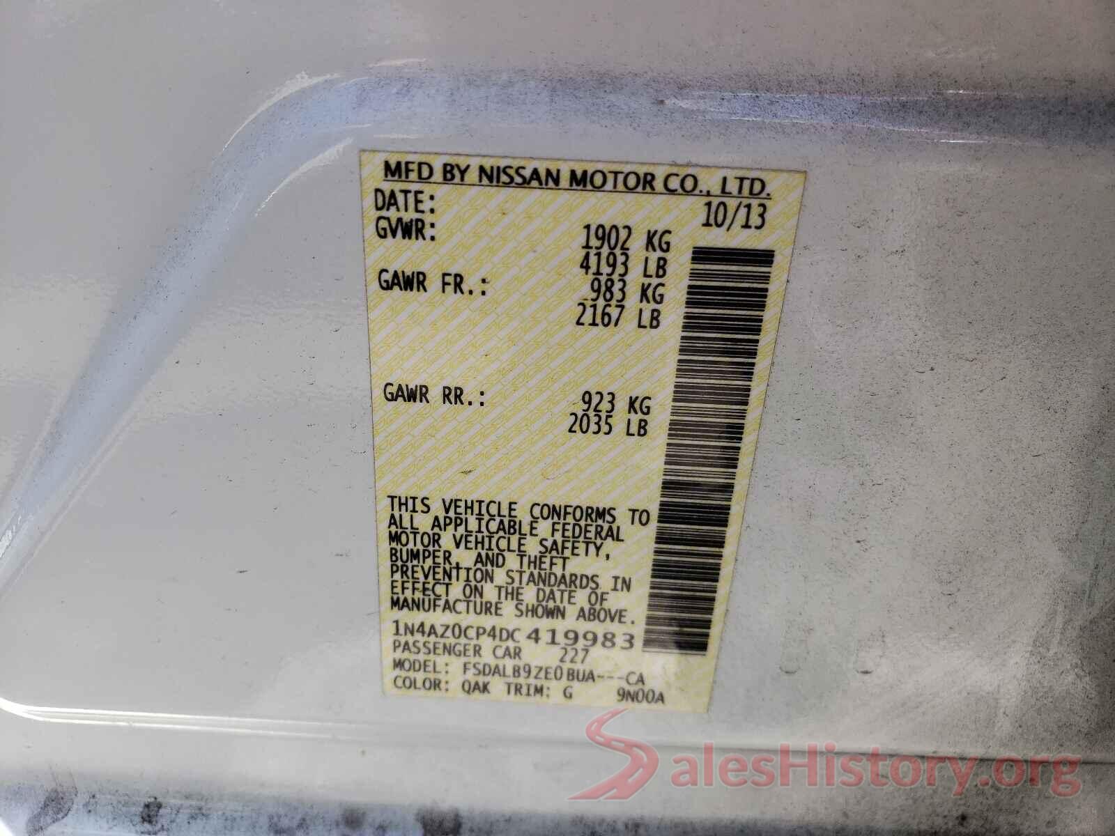 1N4AZ0CP4DC419983 2013 NISSAN LEAF