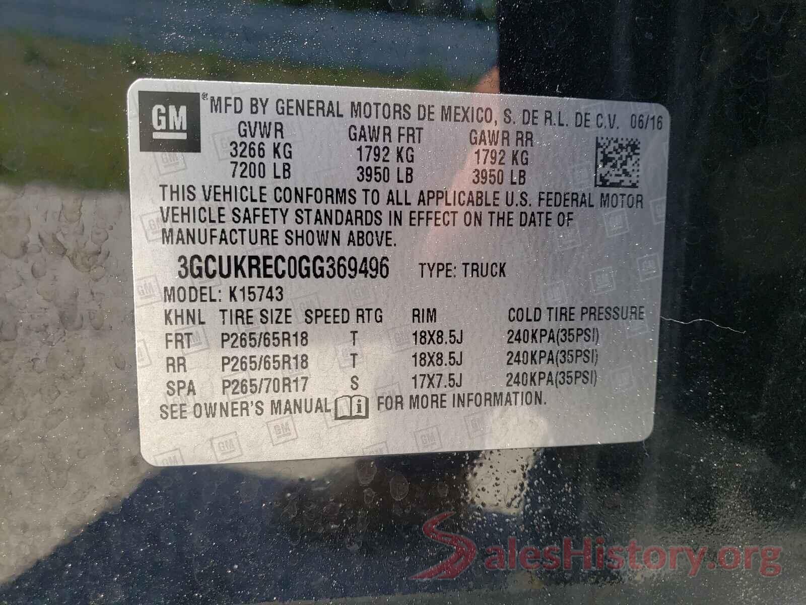 3GCUKREC0GG369496 2016 CHEVROLET SILVERADO