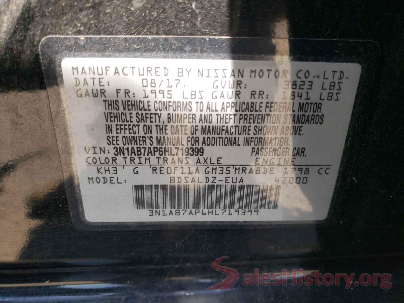 3N1AB7AP6HL719399 2017 NISSAN SENTRA