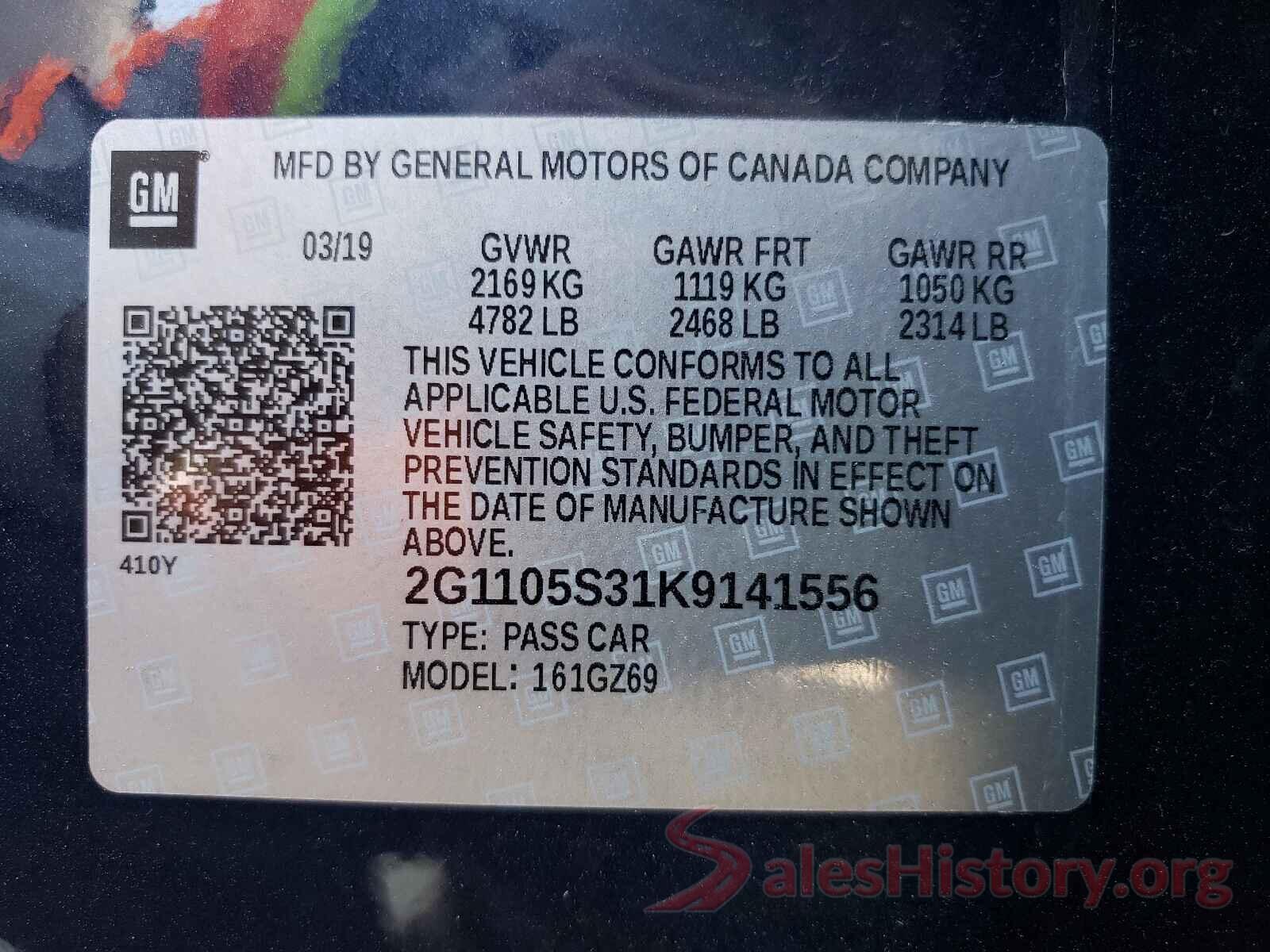 2G1105S31K9141556 2019 CHEVROLET IMPALA