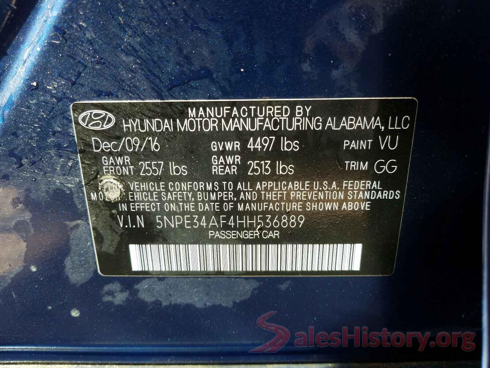 5NPE34AF4HH536889 2017 HYUNDAI SONATA