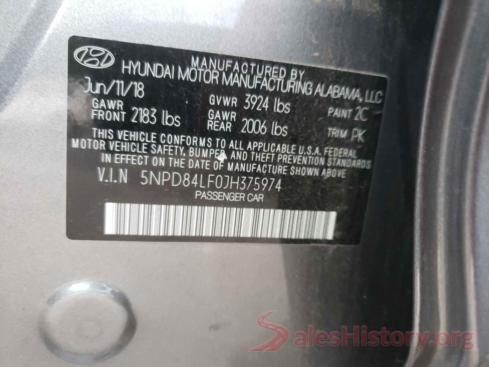 5NPD84LF0JH375974 2018 HYUNDAI ELANTRA