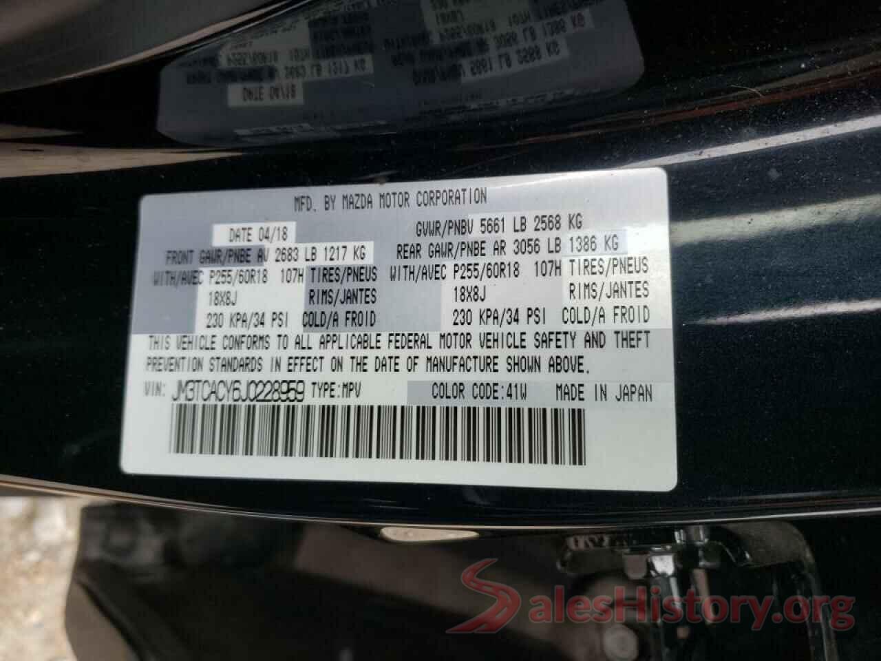 JM3TCACY6J0228959 2018 MAZDA CX-9