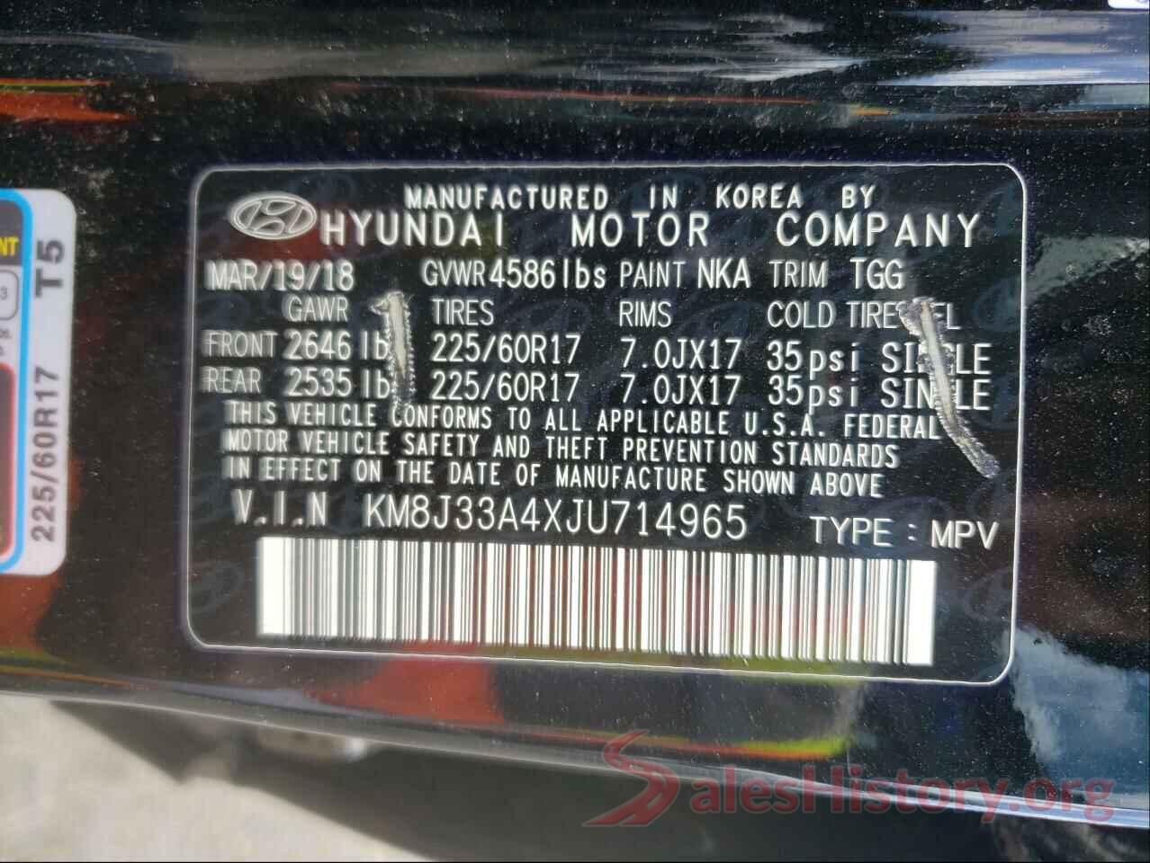 KM8J33A4XJU714965 2018 HYUNDAI TUCSON