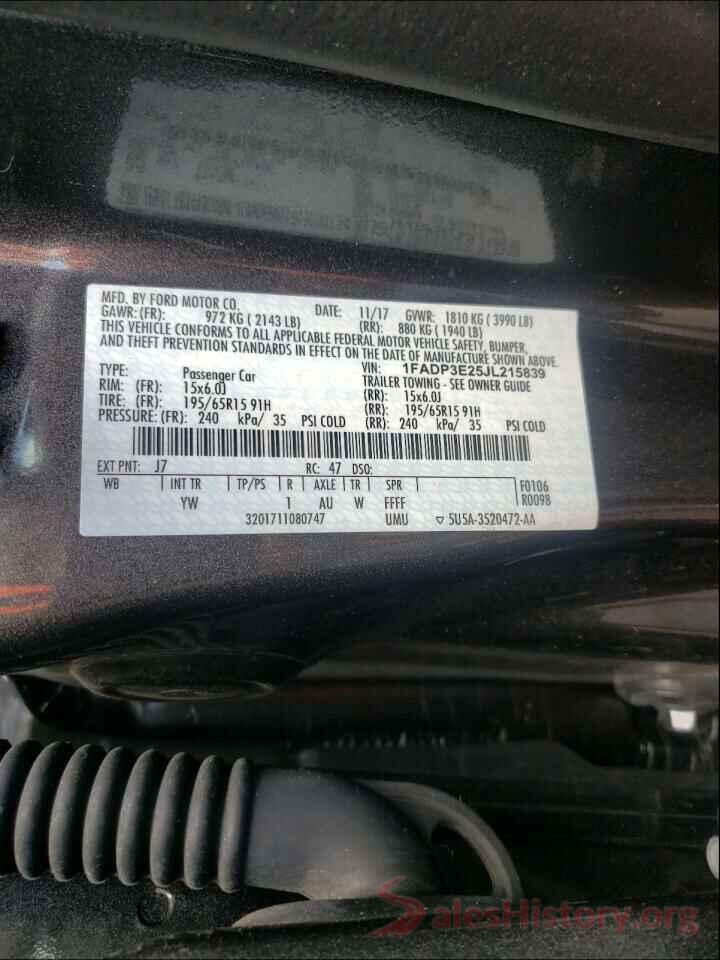 1FADP3E25JL215839 2018 FORD FOCUS