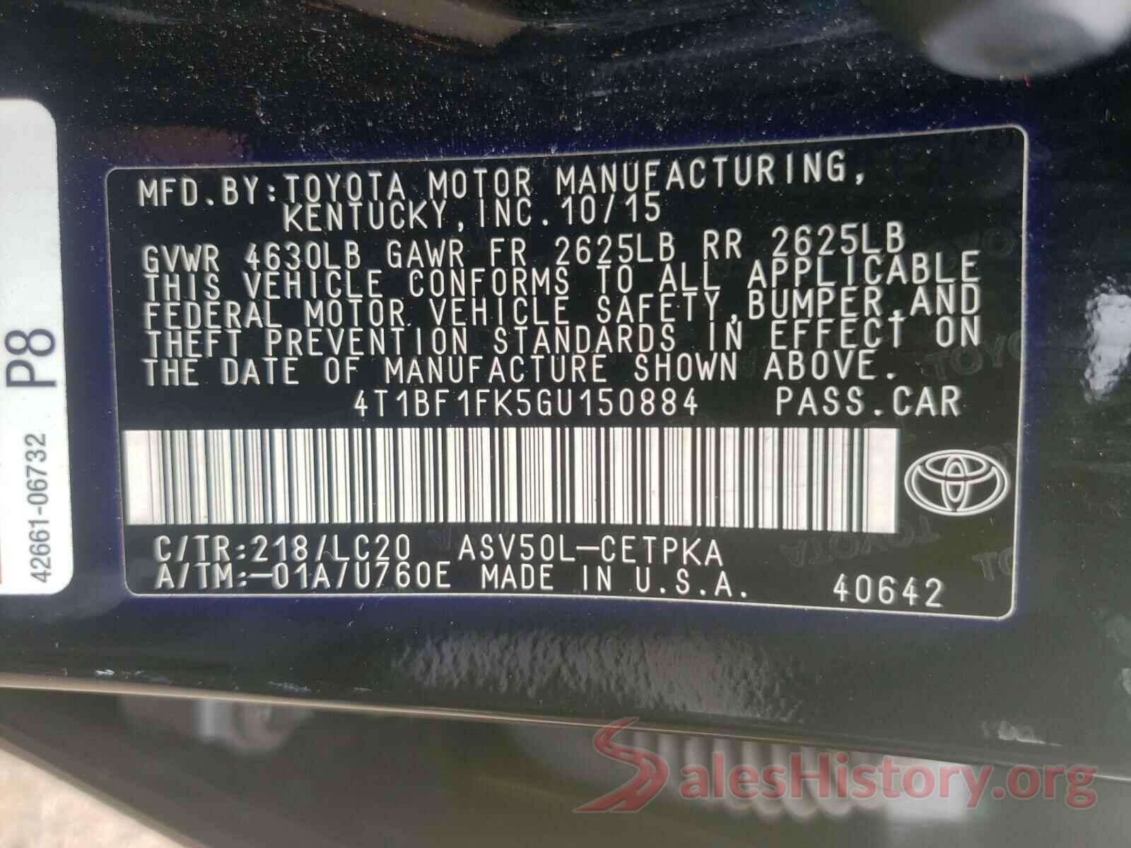 4T1BF1FK5GU150884 2016 TOYOTA CAMRY