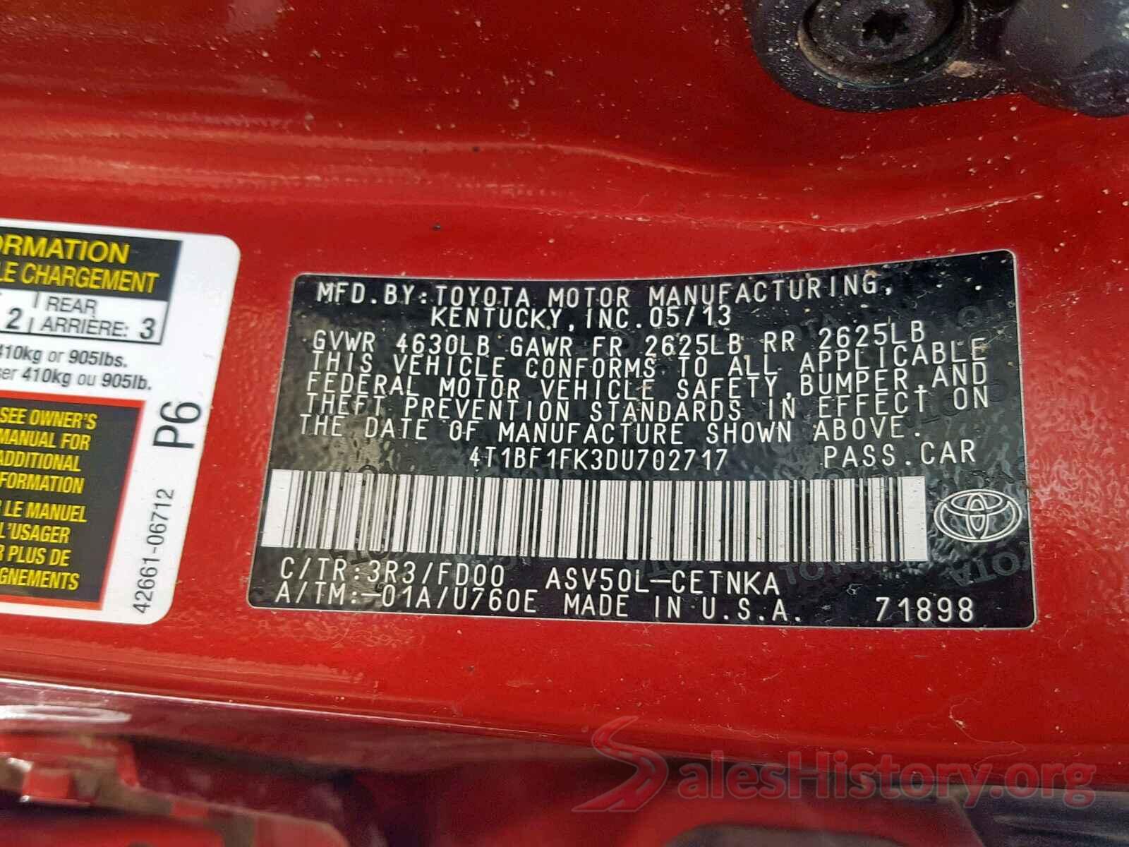 4T1BF1FK3DU702717 2013 TOYOTA CAMRY