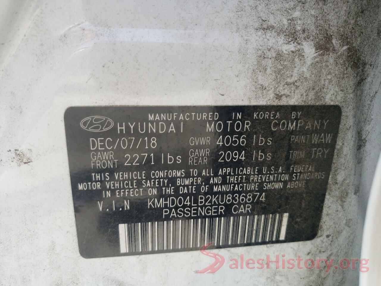 KMHD04LB2KU836874 2019 HYUNDAI ELANTRA