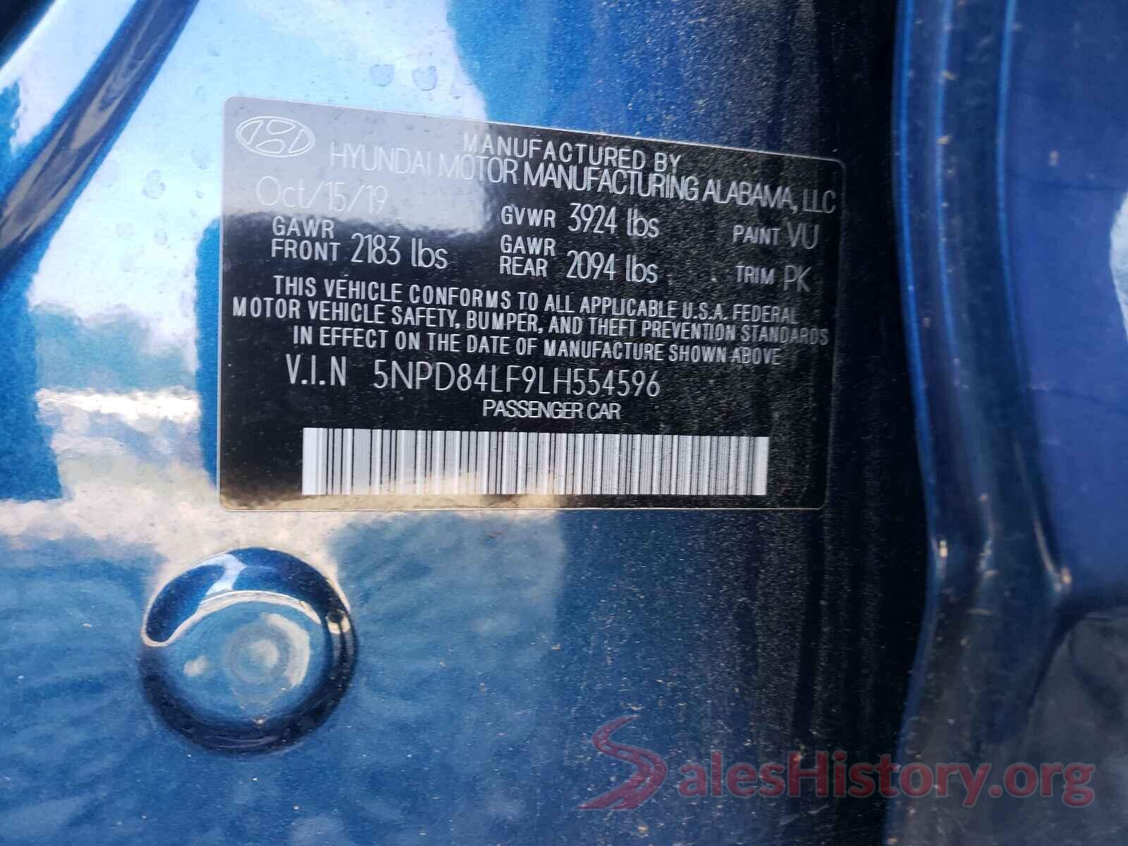 5NPD84LF9LH554596 2020 HYUNDAI ELANTRA