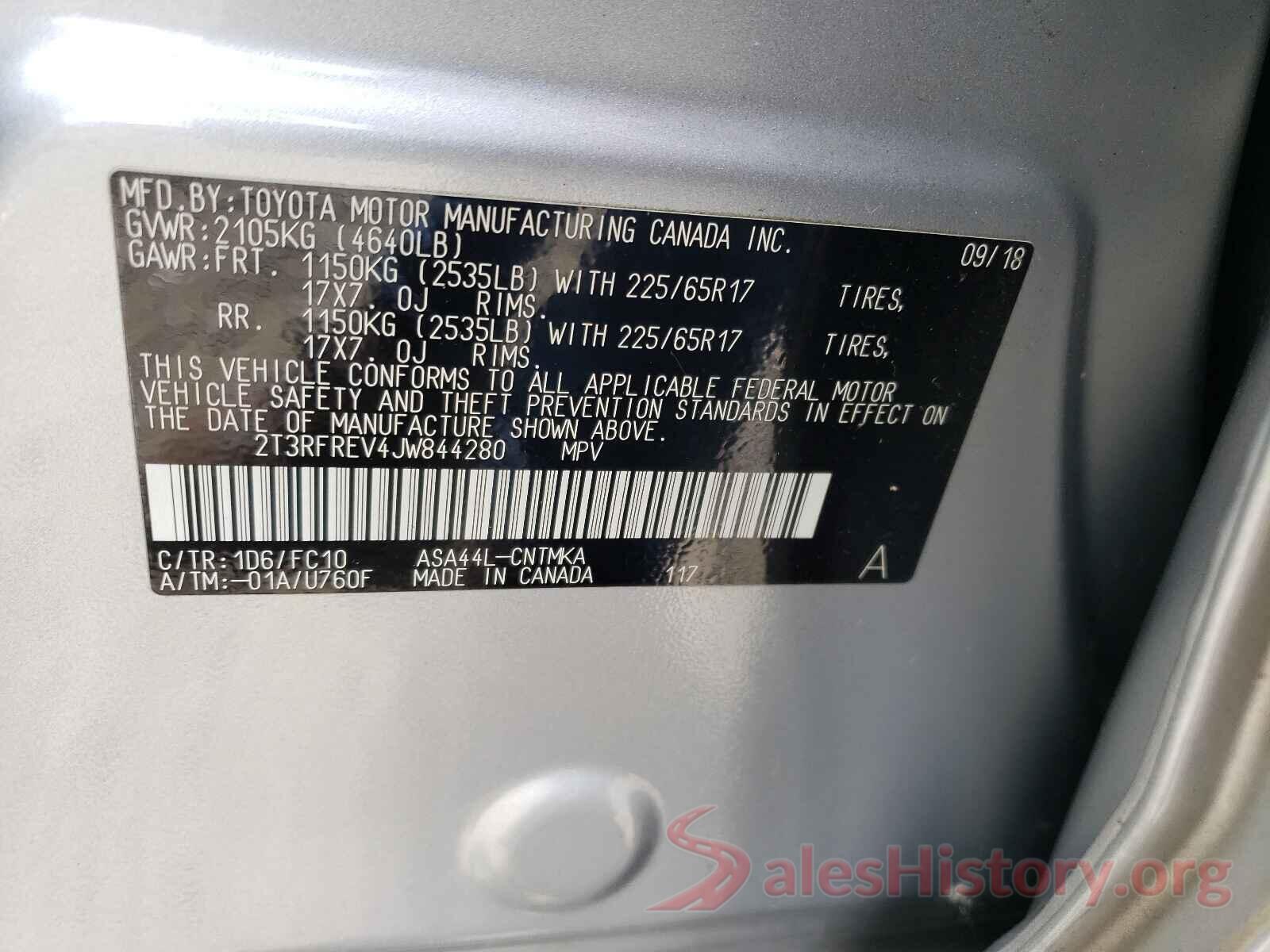 2T3RFREV4JW844280 2018 TOYOTA RAV4