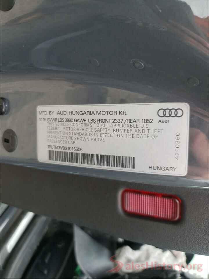 TRUT5CFV8G1016606 2016 AUDI TT