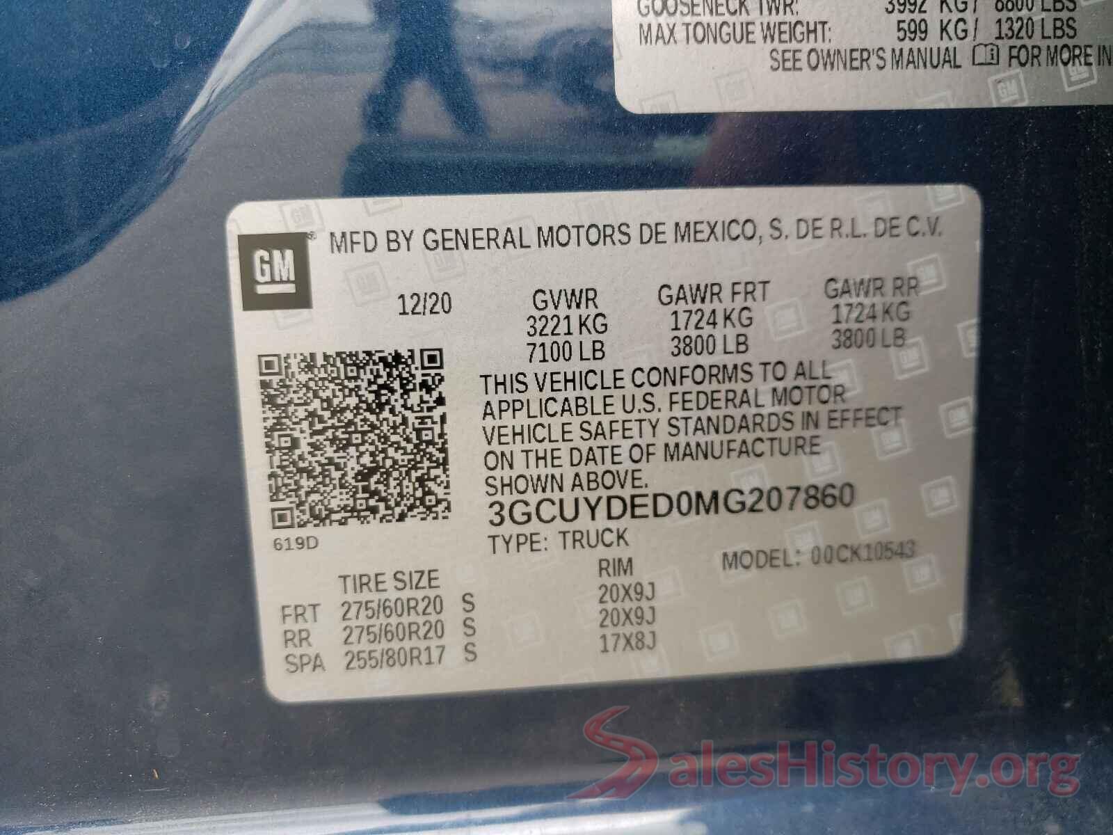 3GCUYDED0MG207860 2021 CHEVROLET SILVERADO