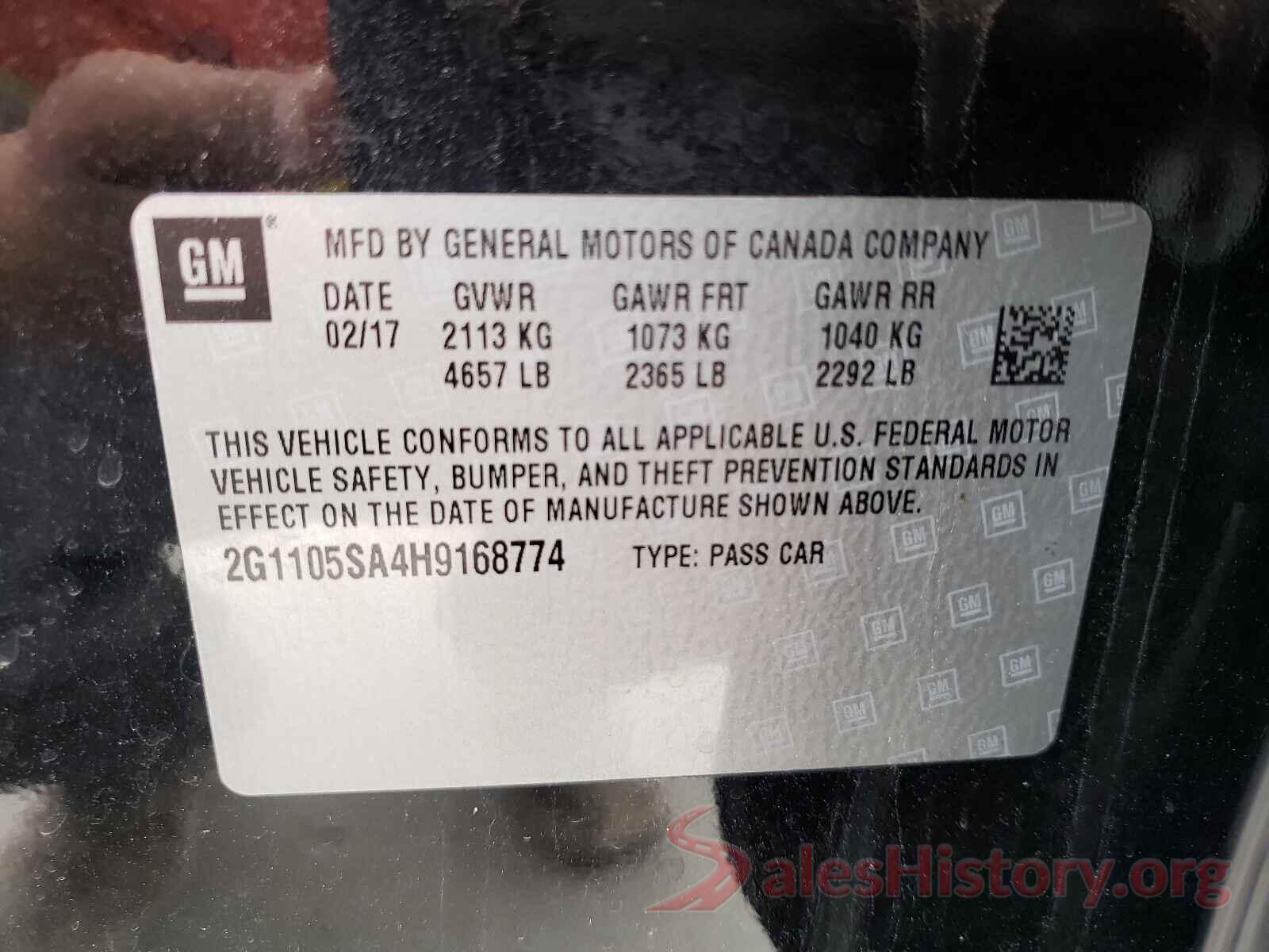 2G1105SA4H9168774 2017 CHEVROLET IMPALA