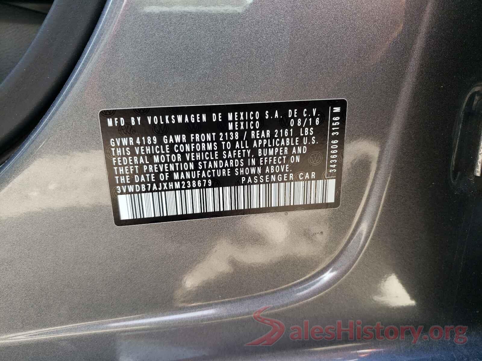 3VWDB7AJXHM238679 2017 VOLKSWAGEN JETTA