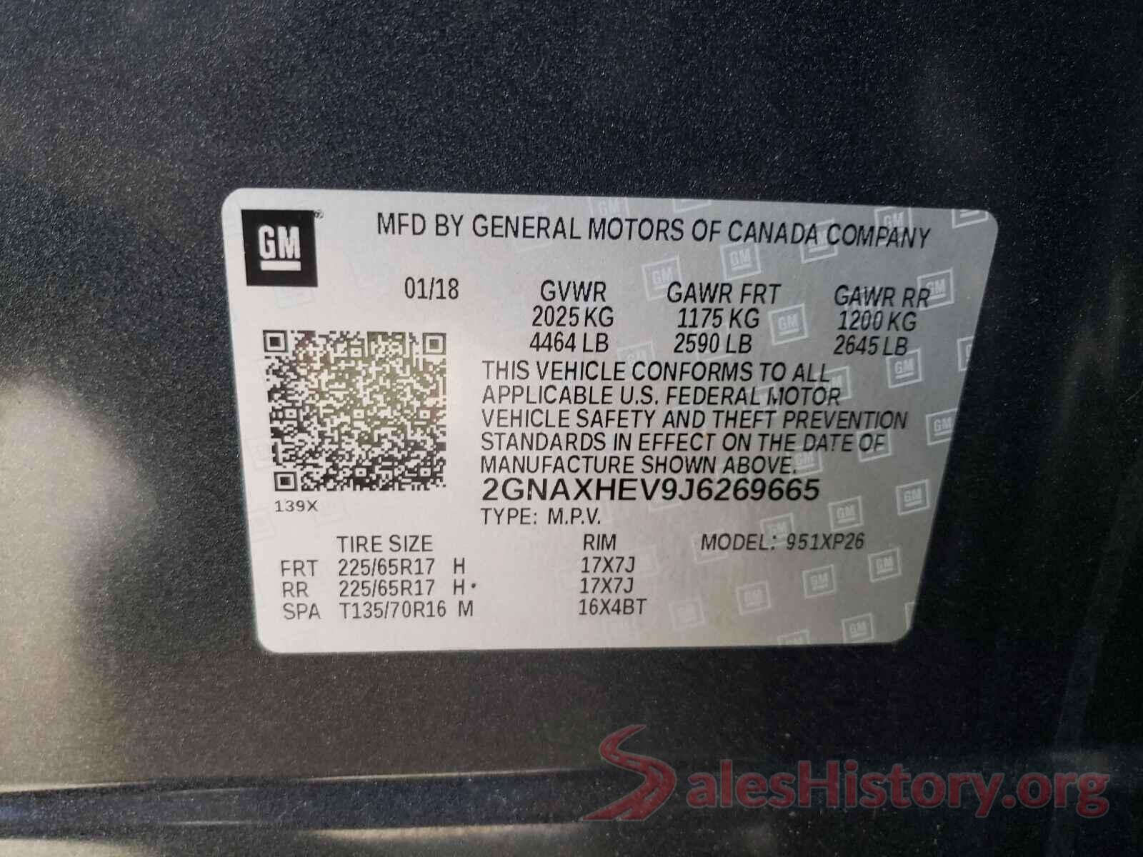 2GNAXHEV9J6269665 2018 CHEVROLET EQUINOX