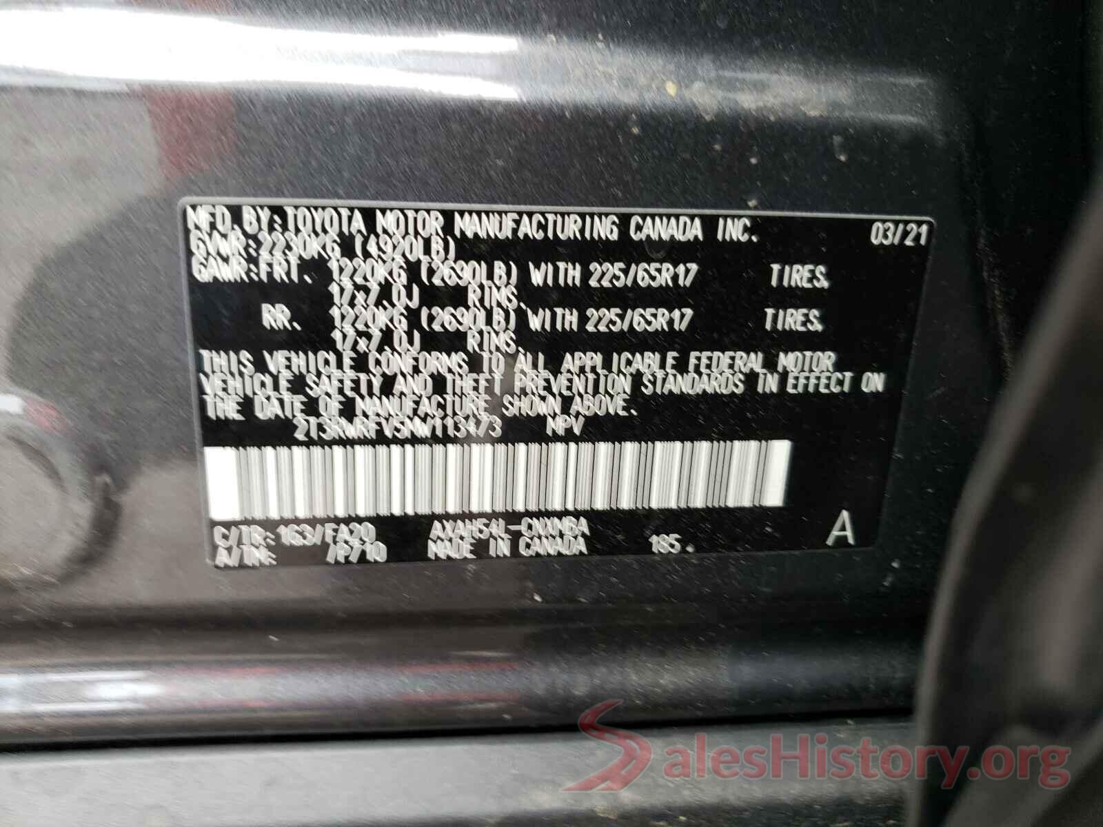 2T3RWRFV5MW113473 2021 TOYOTA RAV4