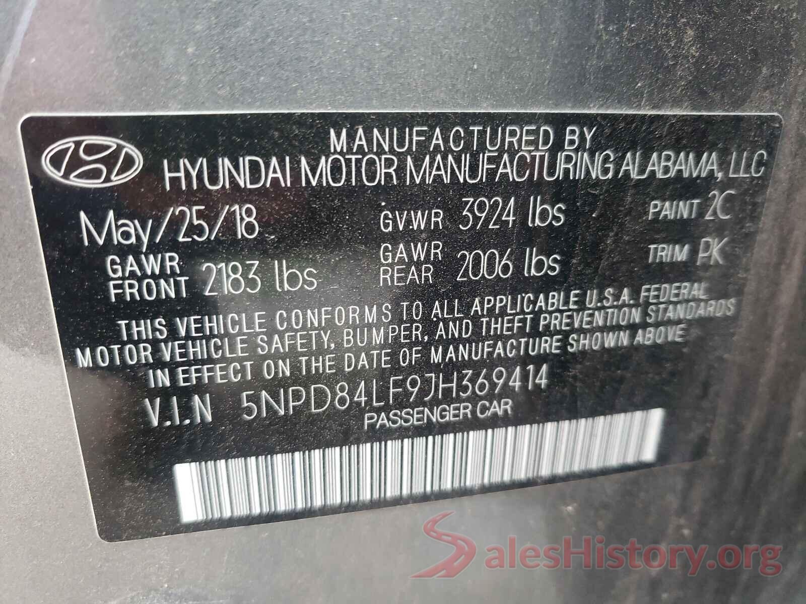 5NPD84LF9JH369414 2018 HYUNDAI ELANTRA