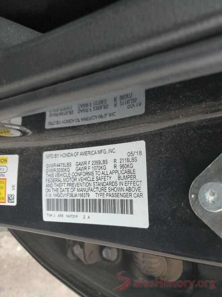 1HGCV1F38JA166379 2018 HONDA ACCORD