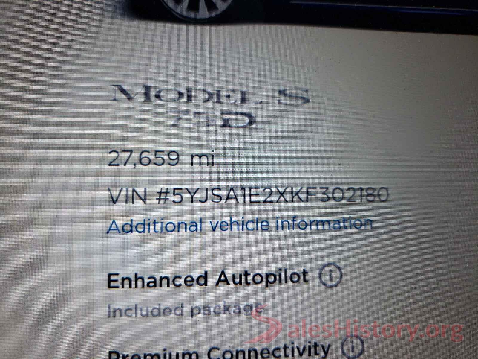 5YJSA1E2XKF302180 2019 TESLA MODEL S