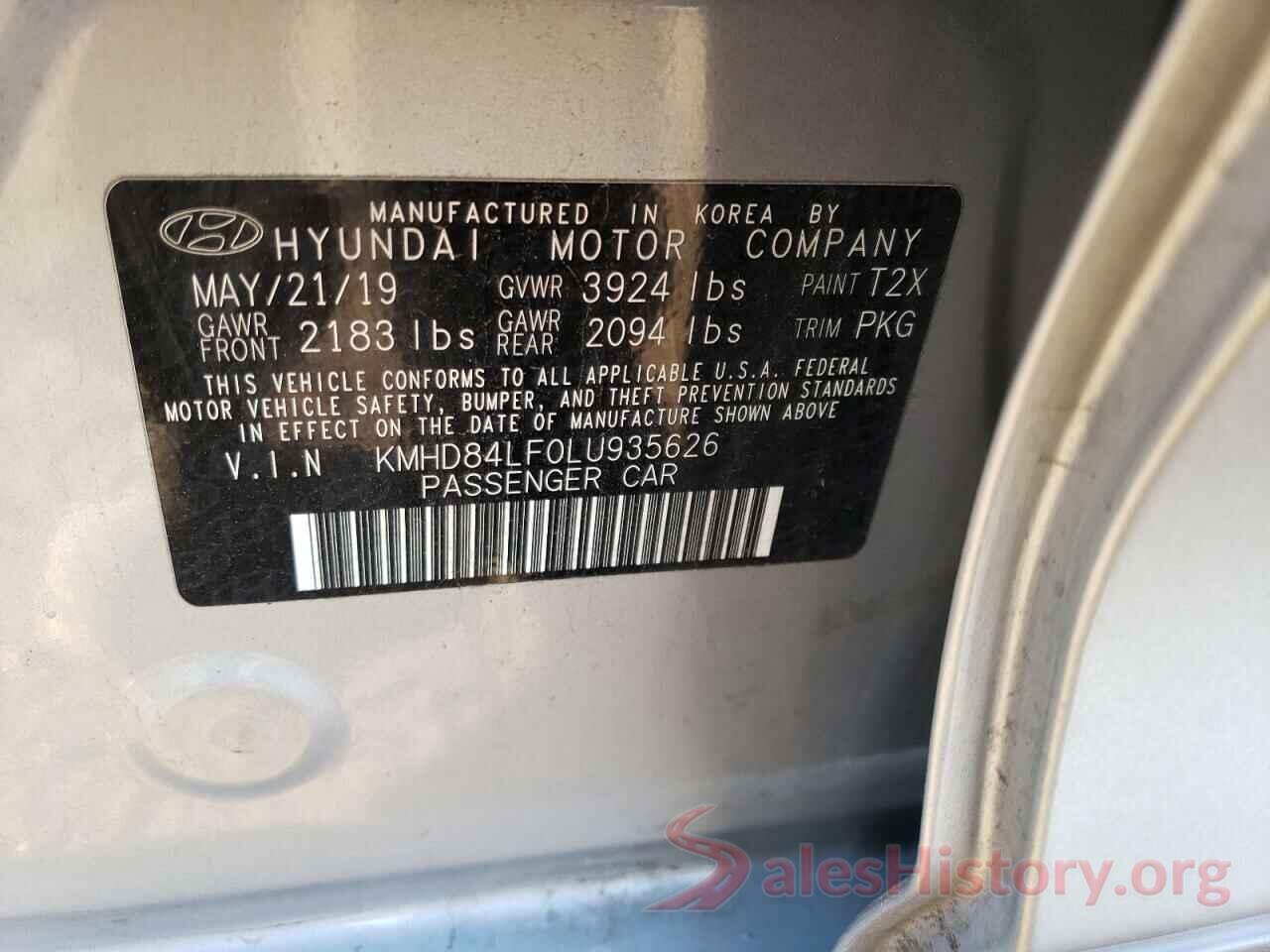 KMHD84LF0LU935626 2020 HYUNDAI ELANTRA