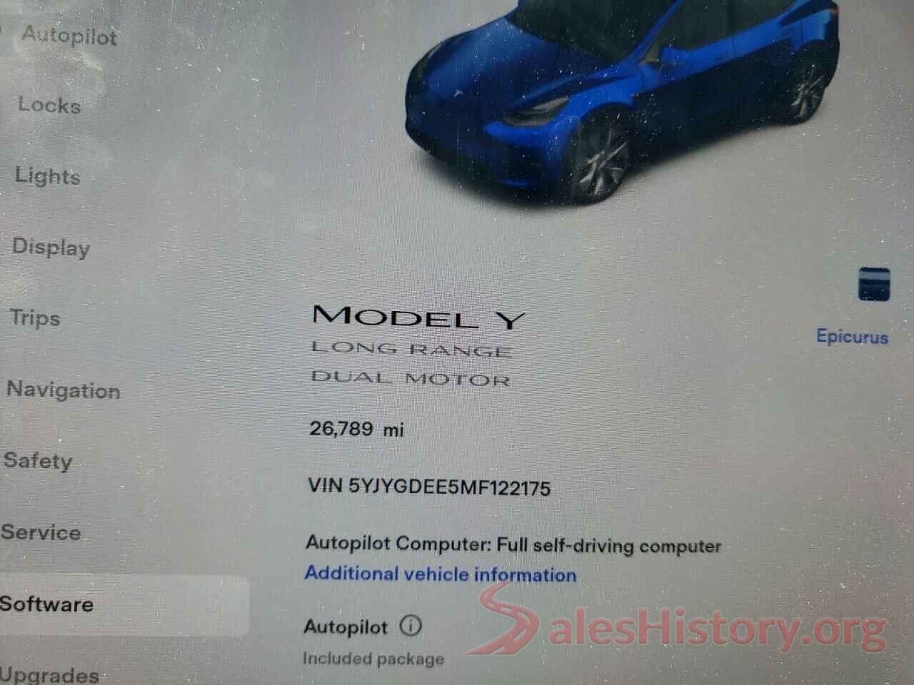 5YJYGDEE5MF122175 2021 TESLA MODEL Y