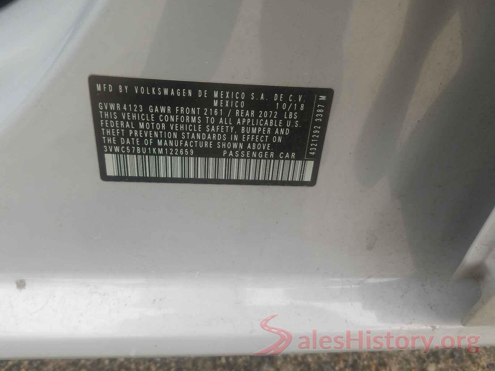 3VWC57BU1KM122659 2019 VOLKSWAGEN JETTA