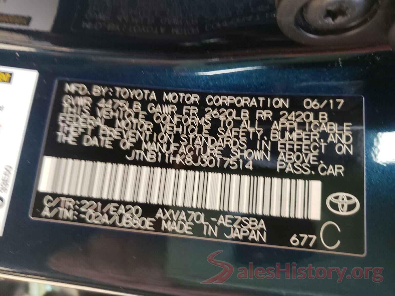 JTNB11HK8J3017514 2018 TOYOTA CAMRY